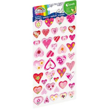 Convex stickers Fiorello GR-NP151 hearts with flowers