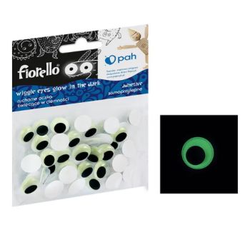 Wiggle eyes adhesive fluo - Glow in the dark  12mm  50pieces