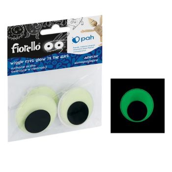 Wiggle eyes adhesive fluo - Glow in the dark  40mm  4pieces