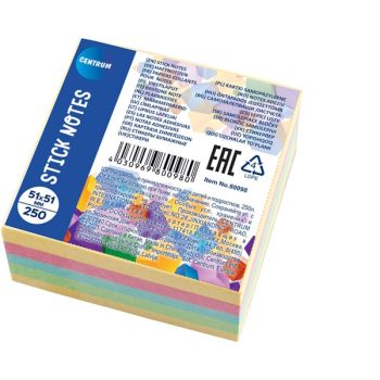 Stick notes 51x51mm 250sh. (5 pastel colors.)