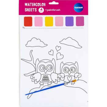 Watercolor sheets with 1brush 
