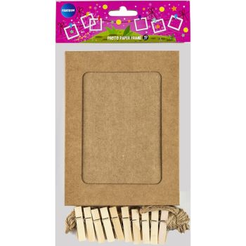 Photo frame cardboard 10pcs (rope and 10 wooden clips)