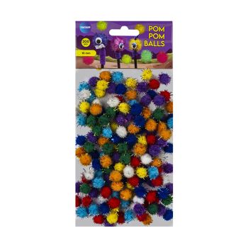 Pompom ball 10mm, 200pcs, mixed colours Glitter