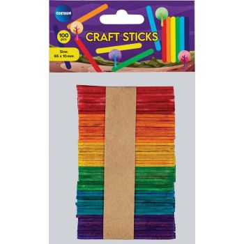 Flat sticks wood 65x10x2mm, 6 colours / OPP bag