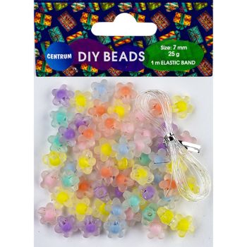 DIY BEADS "FLOWER", 1m elastic band, d.7mm 25g