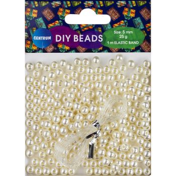DIY BEADS "Pearl", 1m elastic band, d.5, mm 25g