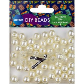 DIY BEADS "Pearl", 1m elastic band, d.10mm 25g