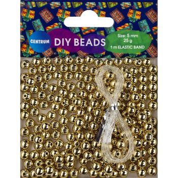 DIY BEADS "Gold Pearl", 1m elastic band, d.5mm 25g