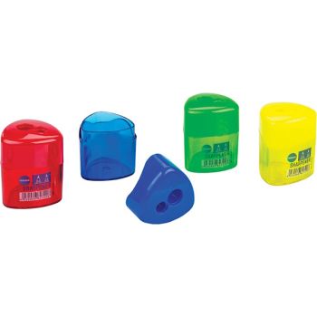 Sharpener plastic with 2 blades, with container