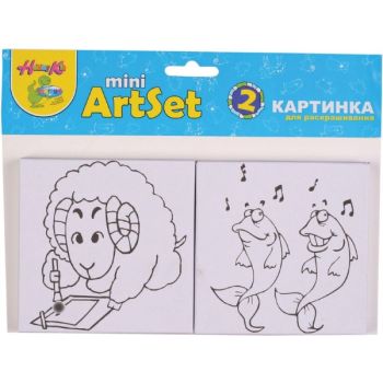 Canvas pictures 10x10cm (assorted) 2pcs/polybag