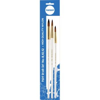 Artistic brushes set of 3pcs Nr 8,10,12 (round shape, nylon) /PVC packing