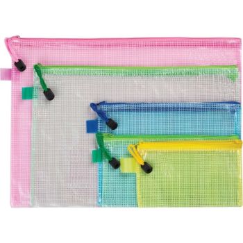A6 Zipper bag reinforced  - Assorted Zip Colors
