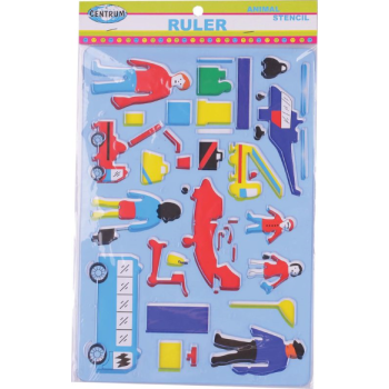 Ruler stencil  ANIMAL (plastic) polybag