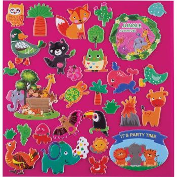 JUNGLE Decoration stickers Puffy 23x30mm &20x35mm (sheet size 19.5x19cm) 2 BLISTERS