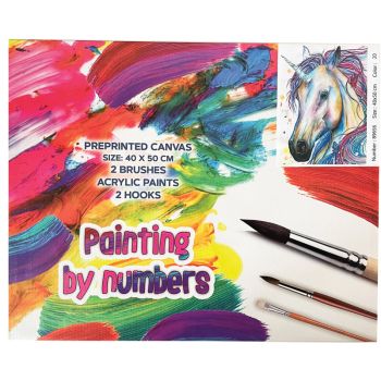 Contain: 1x Numbered acrylic paint set  1x Numbered high-quality linen canvas  1x set of 3 paint brushes (1x small, 1x medium, 1x large)  1x hanging kit, including 2x screws and 2x non-track hooks