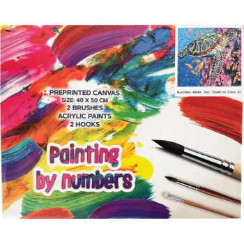 Acrylic paints & canvas pictures painting by number TURTLE 40x50cm 