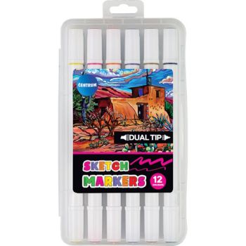 DUAL-TIP SKETC H MARKERS set of 12 text markers