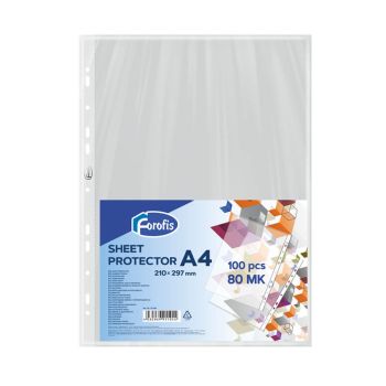 Sheet protectors A4 100pcs, glass clear, 80mic