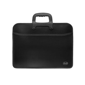 Briefcase file A4 w/handle, with zipper, 2sections. (black)