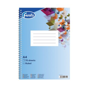 A4  Notebook lined 70sheets spiral bound