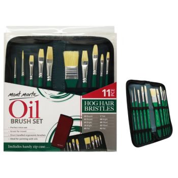 Hog Bristle Brush Set in Wallet 11pce - Oil