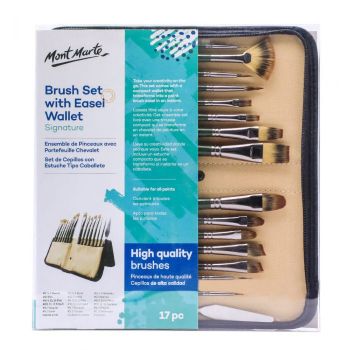 Brush Set with Easel Wallet Signature 17pieces - Mont Marte