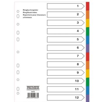 Paper Divider A4 Colors 12 Tabs PREMIER 