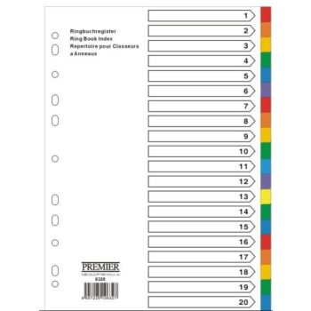 Paper Divider A4 Colors 20 Tabs  PREMIER  