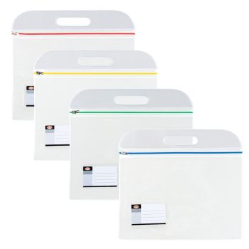 A4 Zipper bag  with handle - 2 Pockets (Assorted Zip)