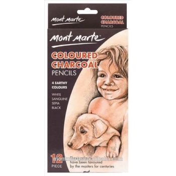 Color Charcoal Pencils  12pcs Set  - Mont Marte