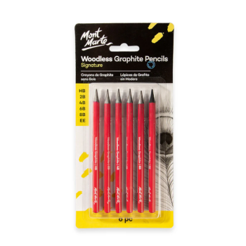 Woodless Charcoal Pencil 6pcs  - Mont Marte